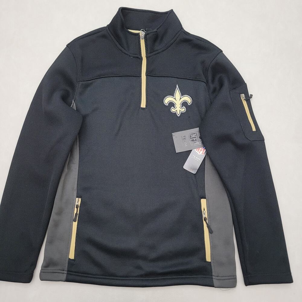 New Orleans Saints NFL Sweatshirt Mens Small Black Fleece 1/4 Zip Pullover NEW